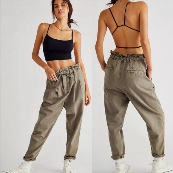 Free People Pants - FREE PEOPLE Margate Pleated Trouser Pants Green S